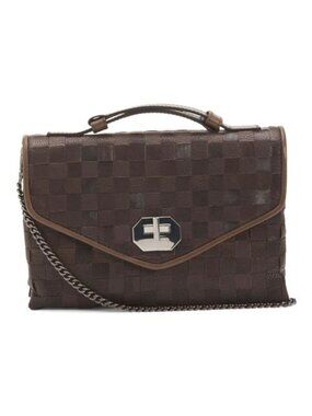 FALOR Made In Italy Leather Woven Small Satchel